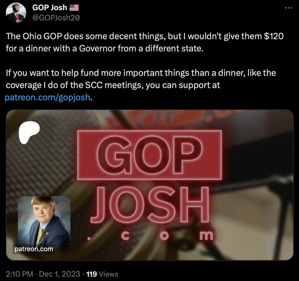 "GOP Josh", tweet, 2023.12.01.